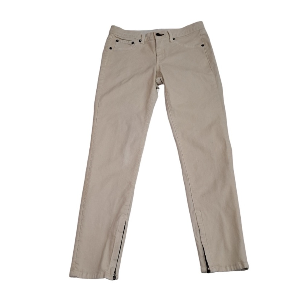 Rag & Bone Store Exclusive Coated 28 Ankle Zip Pants Jeans Cream Ivory